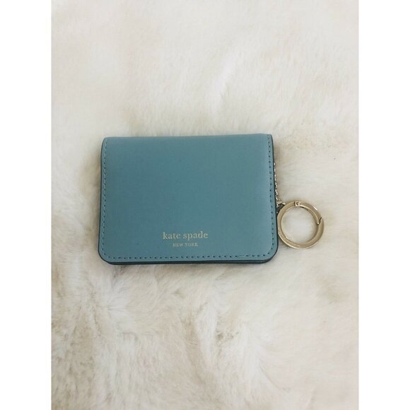 Kate Spade Nadine Blue Leather Slim Card Holder Mi - Picture 2 of 3